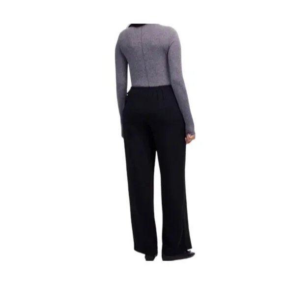Madewell Womens Wide Leg Pull-On Pants In Crepe Black Size S